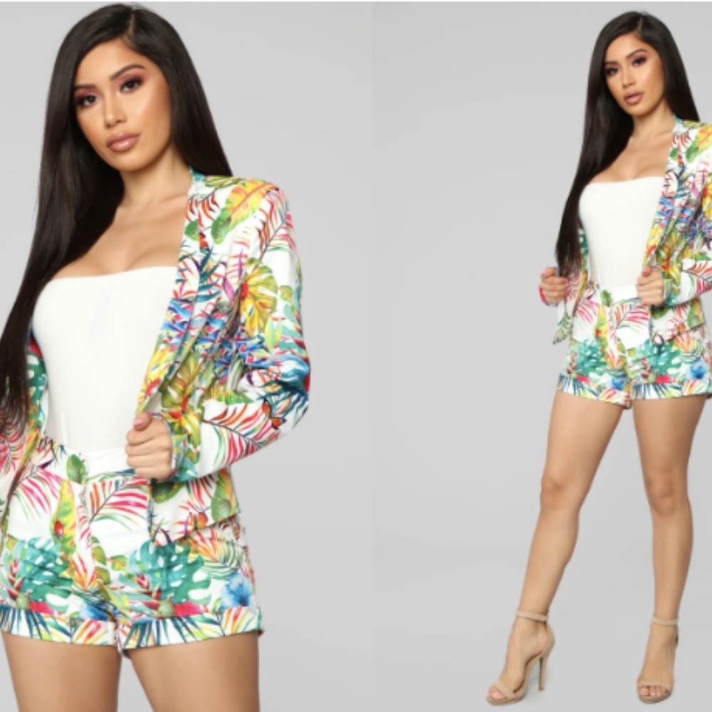NWT Fashion Nova Tropical Blazer Set